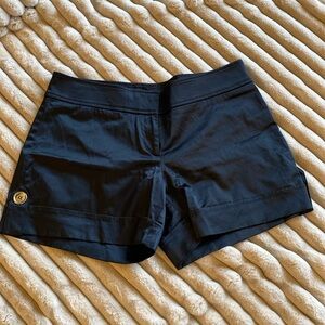 Cache Black Silky, Satin Shorts, button detail Size 6